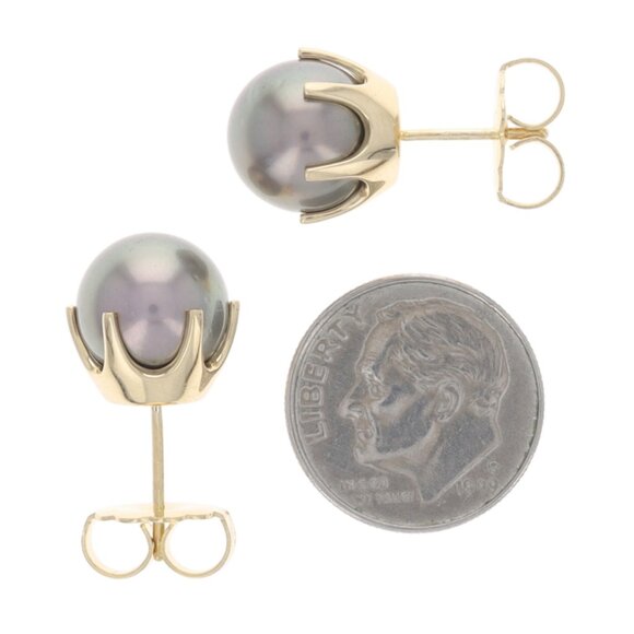 006-12329_9e05a00b-5515-49e0-  Maui Divers Tahitian Pearls Stud Earrings - Yellow Gold 18k Pierced